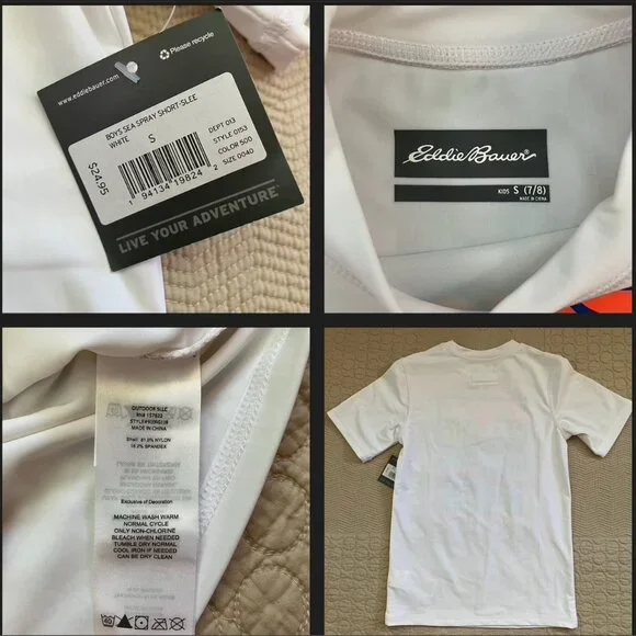 Boys Sz. 6/7 Shark Swim Trunks (Trunks, Carter's, Op) & New Eddie Bauer Swim Top - Picture 4 of 16